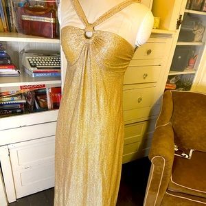 Vintage handmade full length gold gown